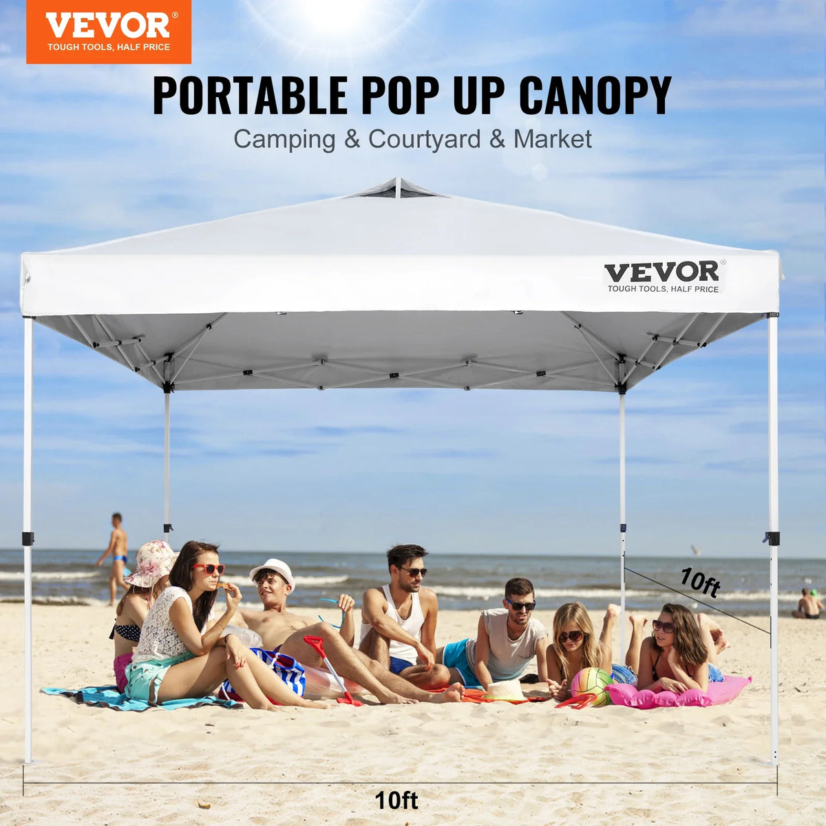 Pop Up Canopy Tent 250 D PU Silver Coated Tarp Portable Waterproof and Sun Shelter Gazebo for Outdoor Camping Yard Party