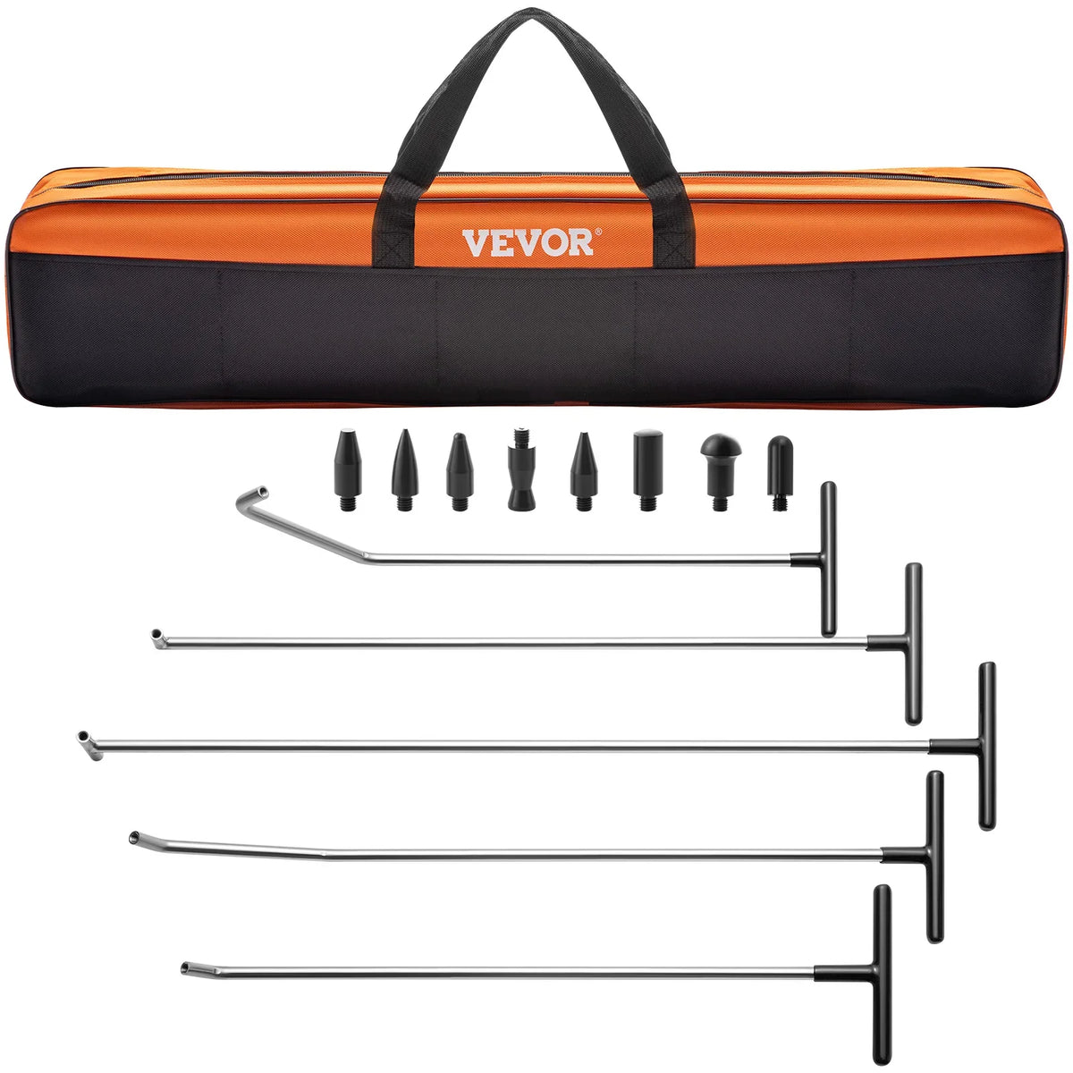 Rods Dent Removal Kit, 5 Pcs Stainless Steel Dent Rods, 8 Pcs Tapper Heads, for Minor Dents, Door Dings and Hail Damage