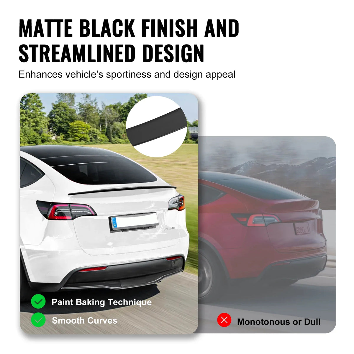 48.2/47.2 inch Spoiler Compatible with Tesla Model 3/Model Y, High Strength ABS Material, Racing Spoilers for Cars