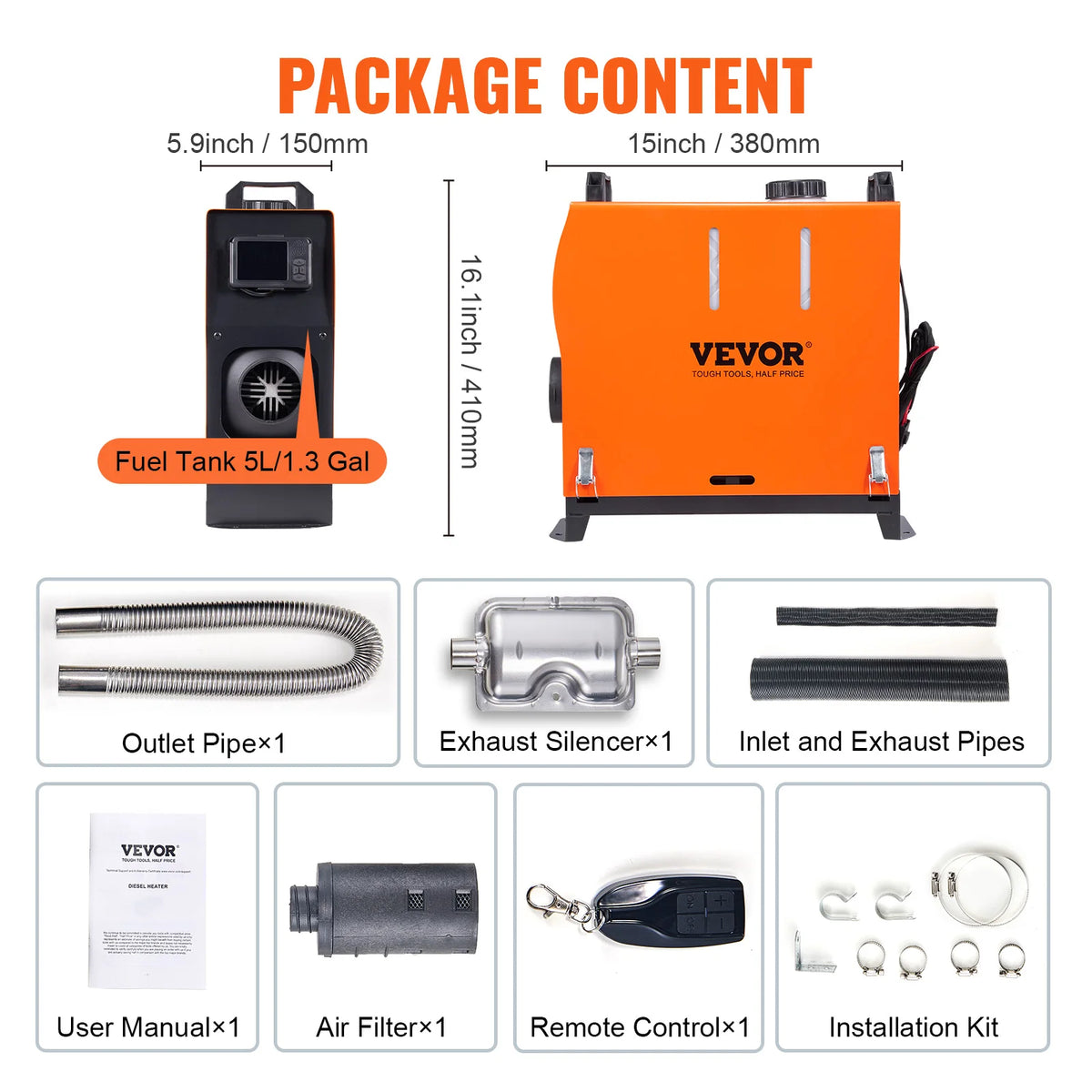 8KW Diesel Air Heater All-in-one Car Diesel Heater with  Bluetooth LCD Portable Parking Heater for RV Trailer Camper Boat