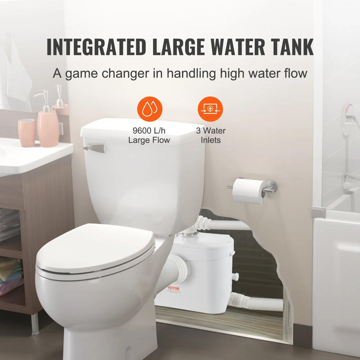 Macerator Pump 700W Head Macerator Sewerage Sump Pump with 3 Water Inlets Toilet/Kitchen/Sink/Waste Water Disposal Machine