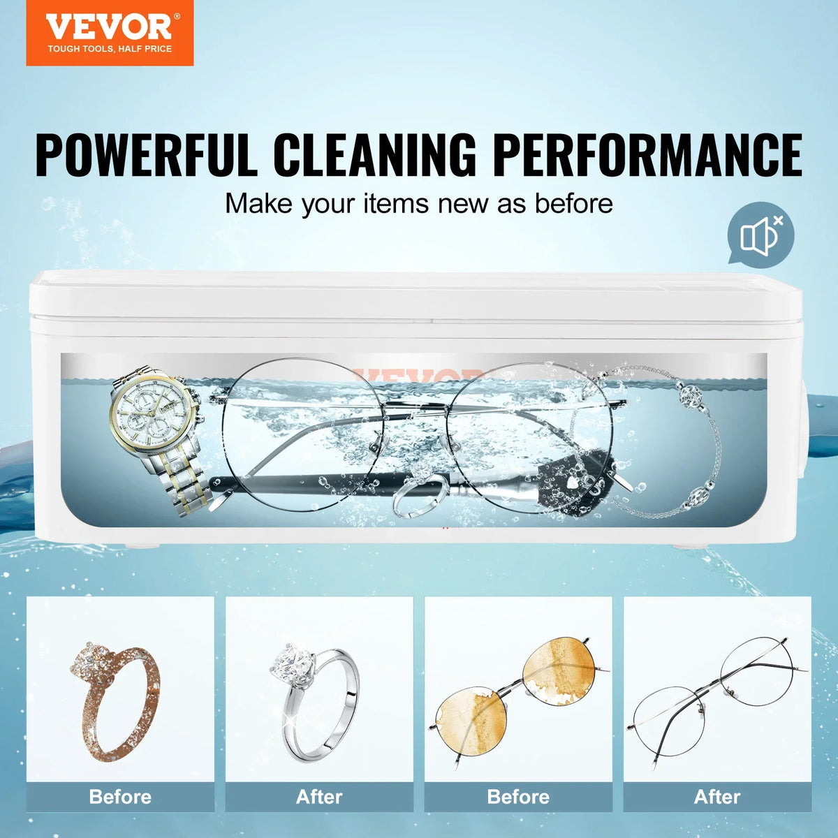 Ultrasonic Cleaner Machine 470ml w/ 4 Timer Modes,Portable ultrasonic jewelry cleaner w/ Cleaning Basket,for Eyeglasses
