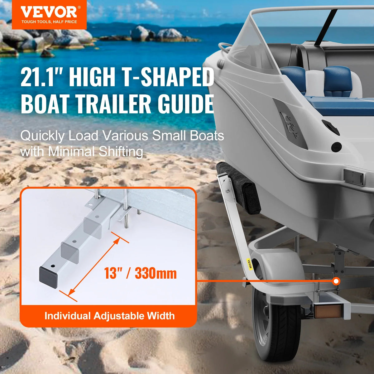 Marine Trailer Assistant, 27.6” Flexibly Adjustable Bunk Guide-Ons, Suitable for Ski Boats, Fishing Boats, or Sailboats 20