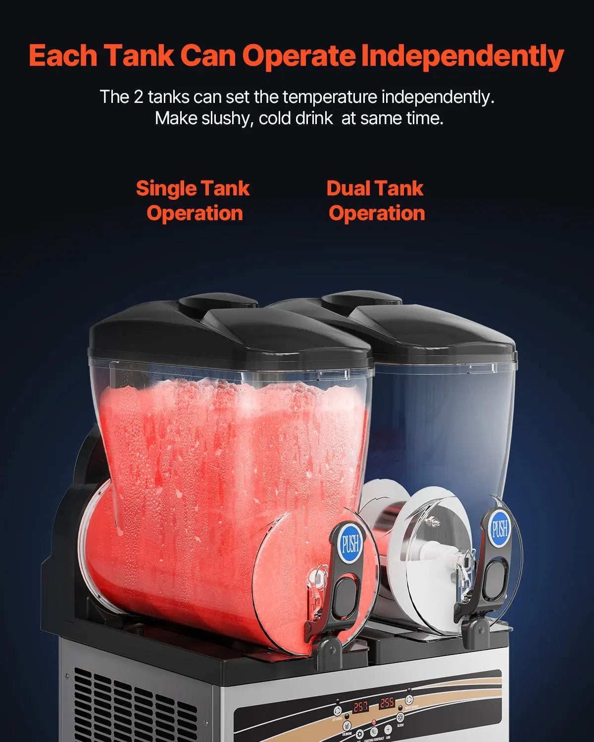 15Lx2 Commercial Slush Machine 1000W - 2-Tank Margarita Maker for Frozen Drinks, Smoothies, Bars, Restaurants & Home