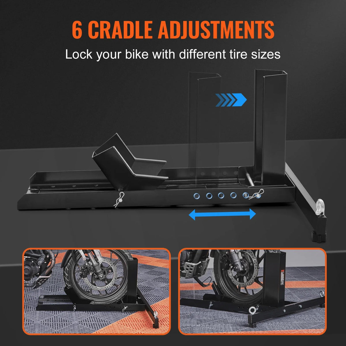 Motorcycle Wheel Chock Upright 1800 lbs Heavy-duty Steel Motorcycle Front Wheel Stand with Adjustable Holes For Motorcycle