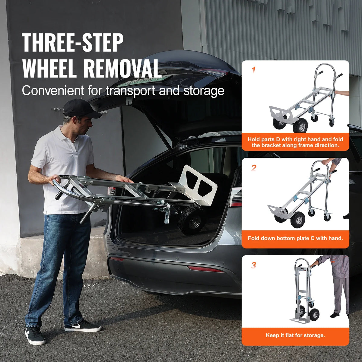 Aluminum Folding Hand Truck 300/400/800/1000 lbs Heavy Duty Collapsible cart for Transport Warehouse Supermarket Garden