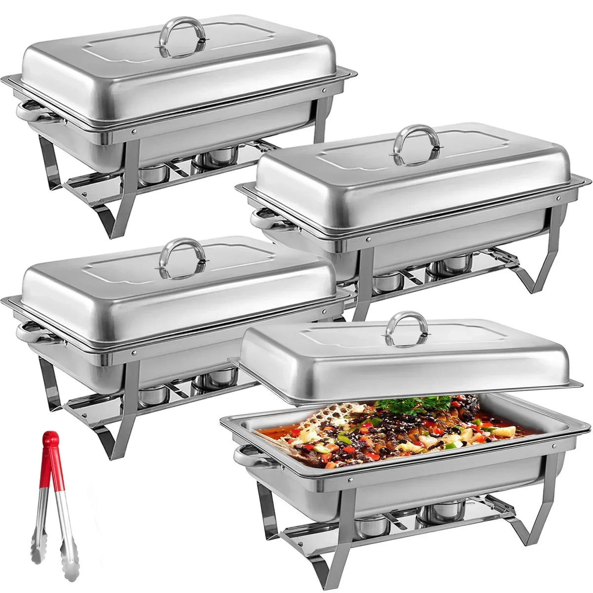 9L/8 Quart Chafing Dishes Buffet Stove Food Warmer Stainless Steel Foldable for Self-Service Restaurant Catering Parties