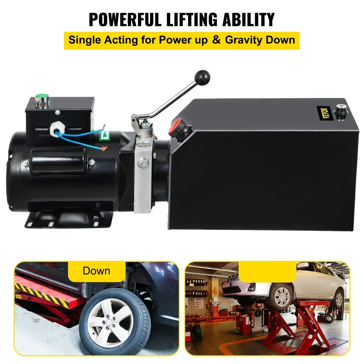 Car Jack Hydraulic Pump14 Quart Unit 3 HP 220V 2950 PSI 2 & 4 Post Lifts 3.5 Gallon Reservoir  Power Suit for Auto Repair