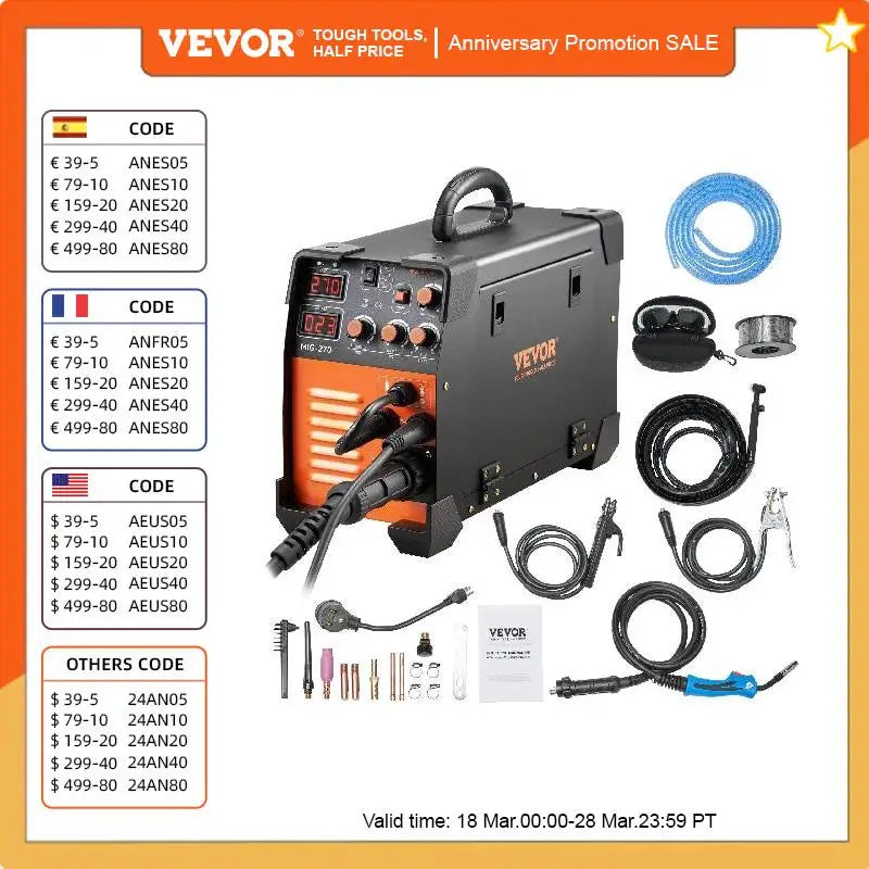 Mig Welder Welding Machine 270A MIG MMA TIG 3 In 1 Welder Combo 110V/220V Iron Stairs Metal Cages Square Tubes Sheet Metal