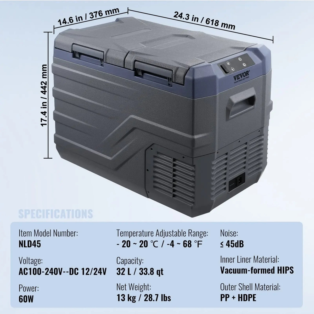 12L 25L 30L 32L 37L 45L Car Refrigerator Freezer, Compressor Dual Zone Portable Fridge for Home Travel Camping Truck