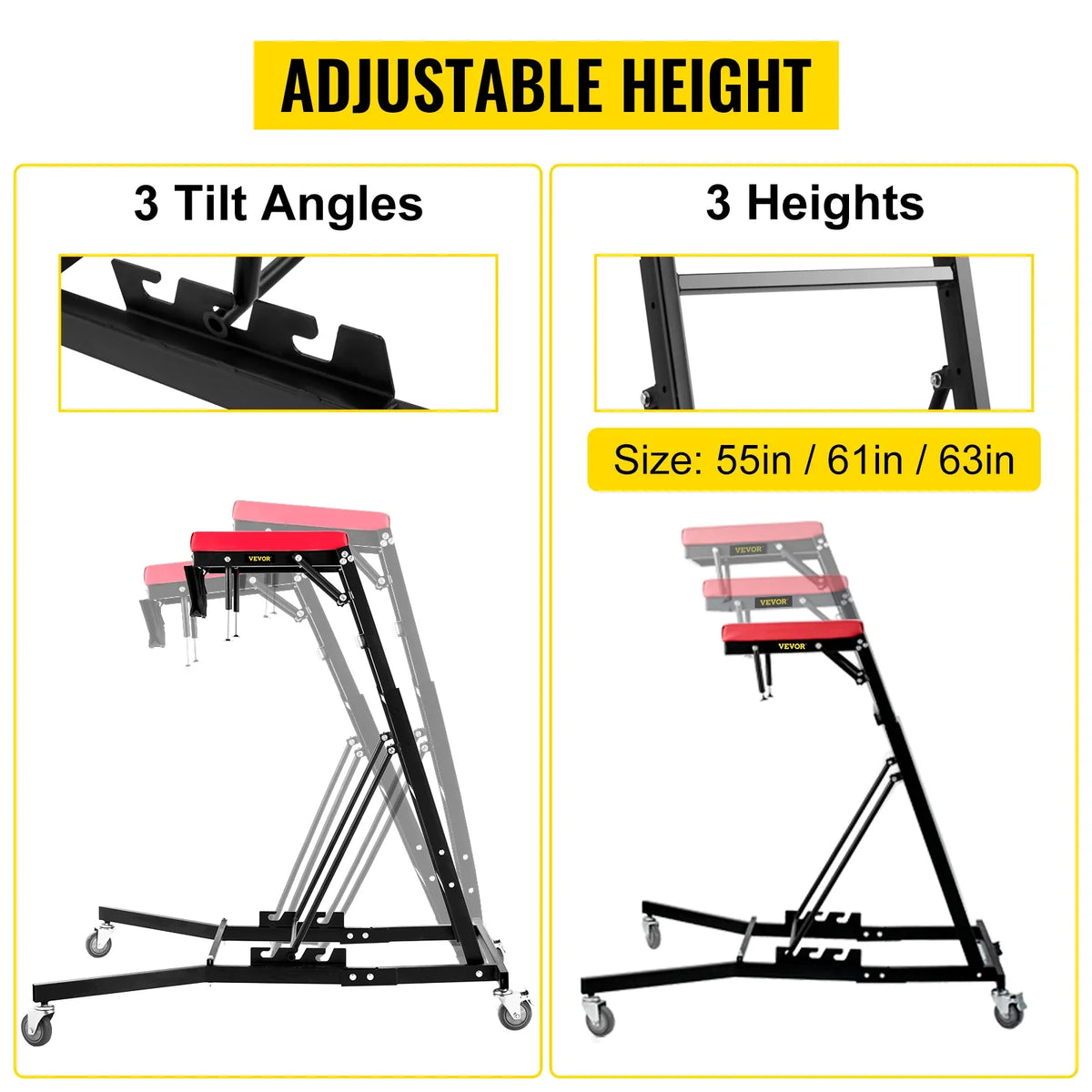 Topside Foldable Automotive Engine Creeper With 4 Swivel Casters Adjustable 3 Tilt Angle Height for Jeep Pickup Truck Van