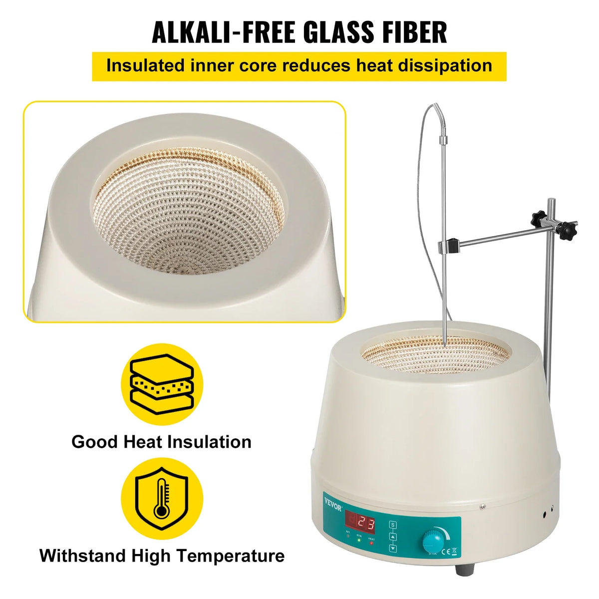 Knob Magnetic Agitador 1/2L 0-1600RPM Liquid Heating Mantle Stirrer Hot Plate Vortrx Mixer Shaker for Chemical Laboratory