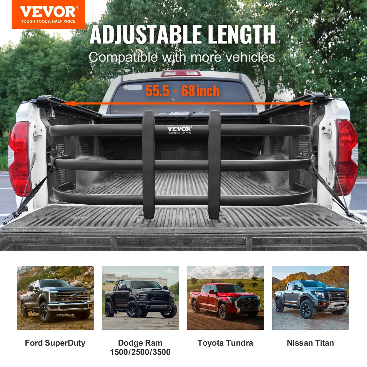 Truck Bed Extender Aluminum Retractable Tailgate Extender Fits for Ford Super Duty F150  Toyota Tundra Nissan Titan