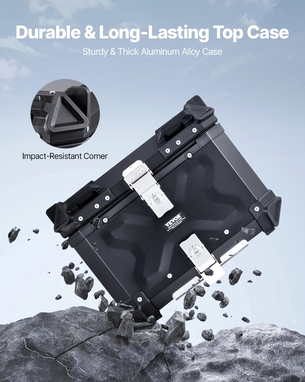 45L/55L/65L Universal Aluminum Alloy Motorbike Tail Box with Leather Lining & Lock  Fit for 99% of Motorcycle Frames