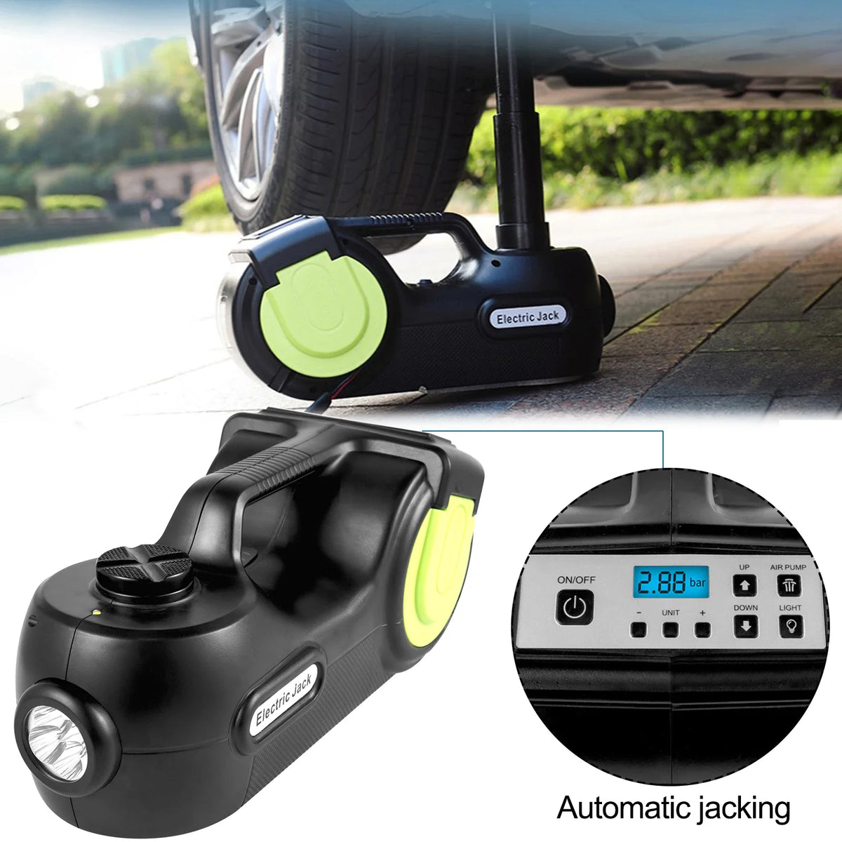 Electric Car Jack 5Ton Car Jack, Electric Floor Jack w/Electric Impact Wrench, LED Light Hydraulic Jack Car Repair Tool