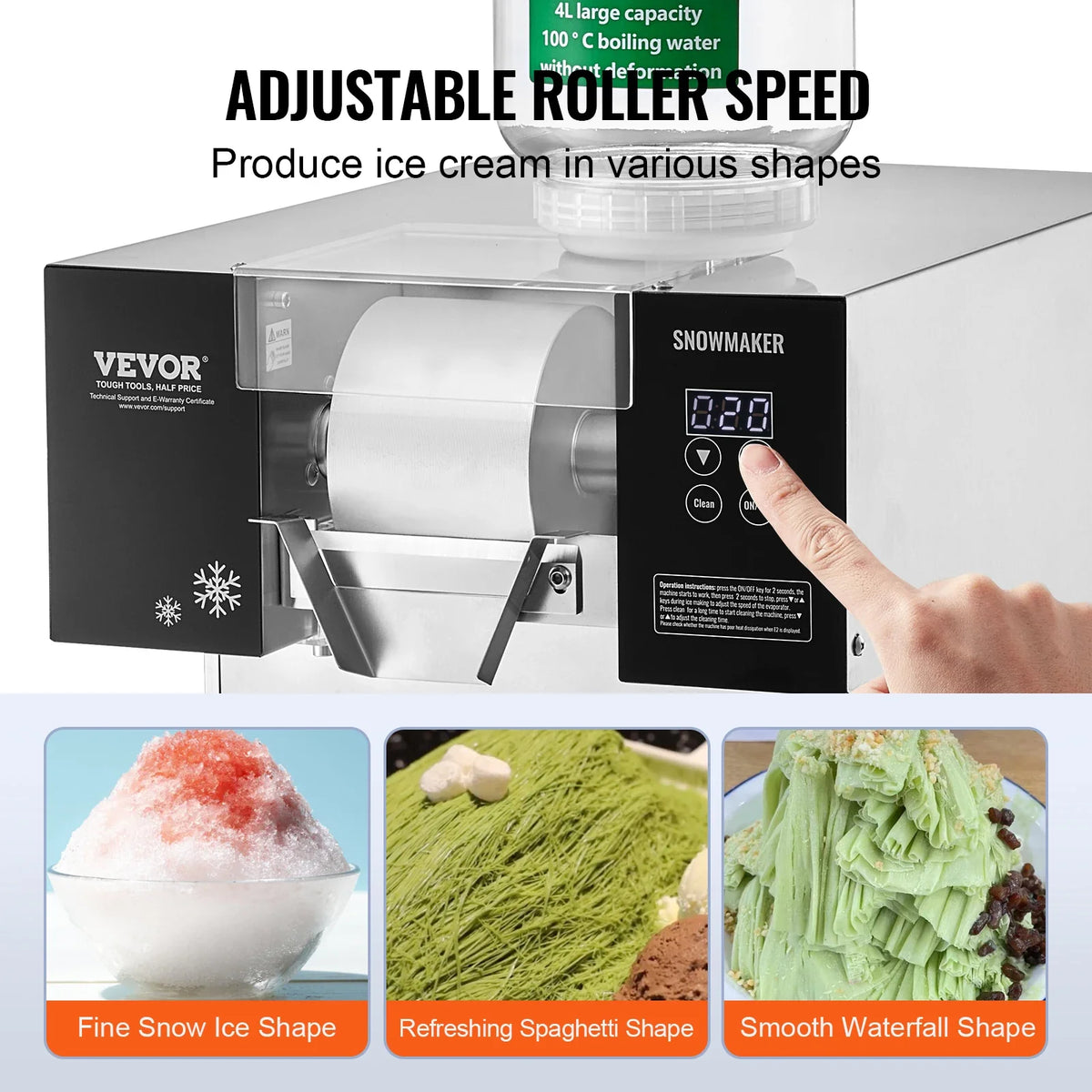 Commercial Snowflake Ice Machine,180KG/24H Snowflake Ice Maker,Stainless Steel Ice Shaver Machine,Electric Snow Cone Maker