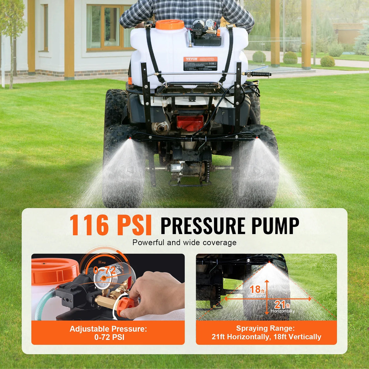 ATV Spot Sprayer 15.9 Gal/60 L ATV/UTV Broadcast Sprayer with A Nozzle Boom 12 V Pump Weed Sprayer with Water Tank White