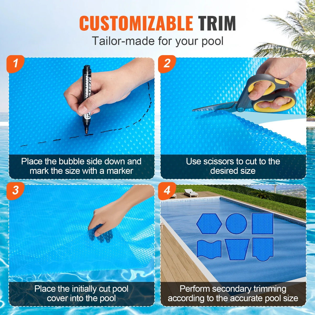 Solar Pool Cover, 40 x 20 ft Rectangle Solar Blanket for Pools, Inground Above Ground Swimming Pool Solar Cover