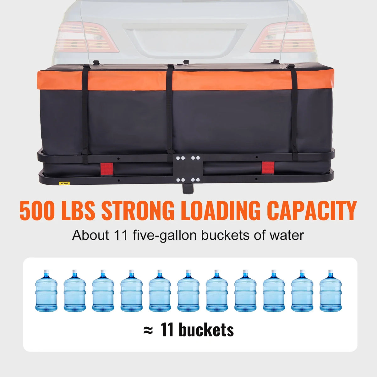 53/60 in Hitch Cargo Carrier 400/500lb Capacity Trailer Hitch Mount Aluminum Cargo Basket for SUV Truck Pickup Camping