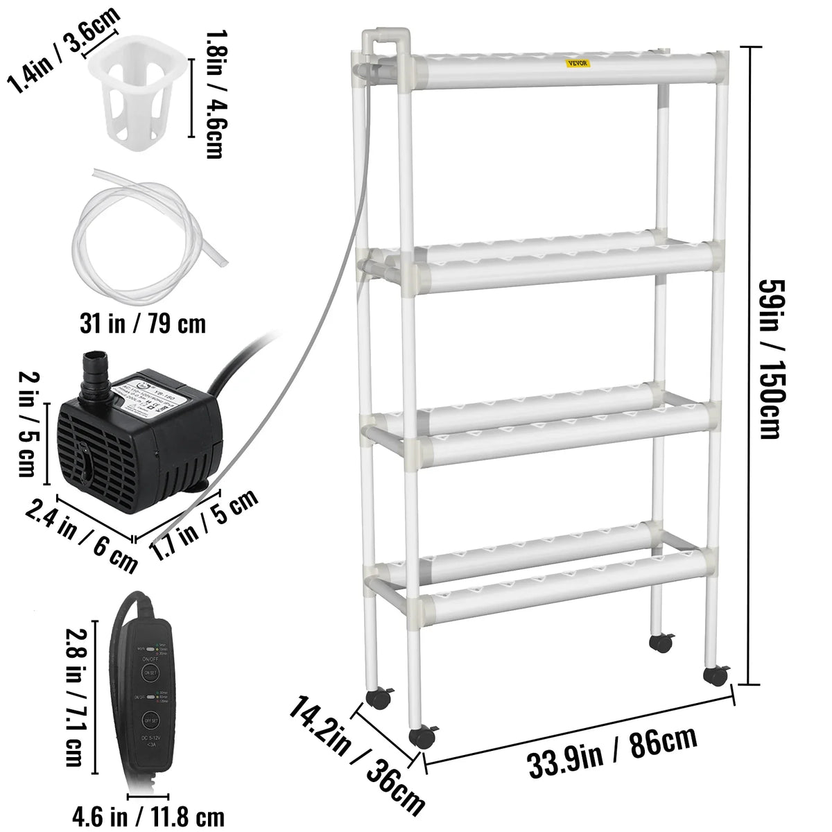 Hydroponic Grow Kit Hydroponics System 36/54/72/90/108 Sites 1/2/3/4 Layers 4/6/8/10/12 Pipes Vegetables Lawn & Garden