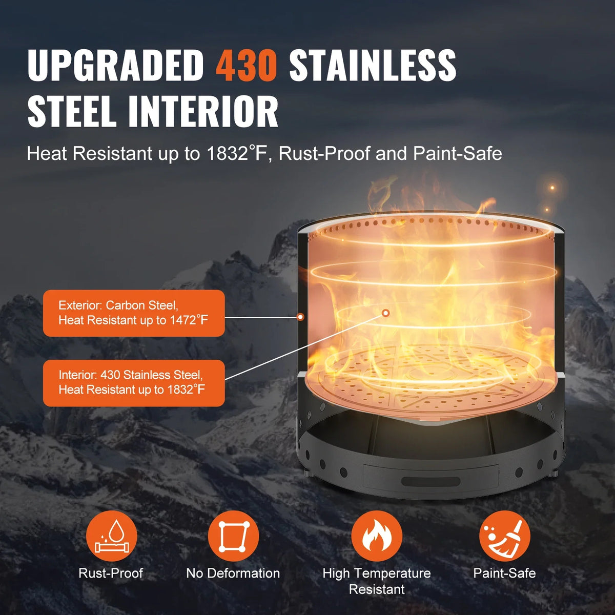 Smokeless Fire Pit Stove Bonfire Wood Burning Fireplaces with Removable Ash Pan SUS430 Portable Outdoor Firepit for Patio