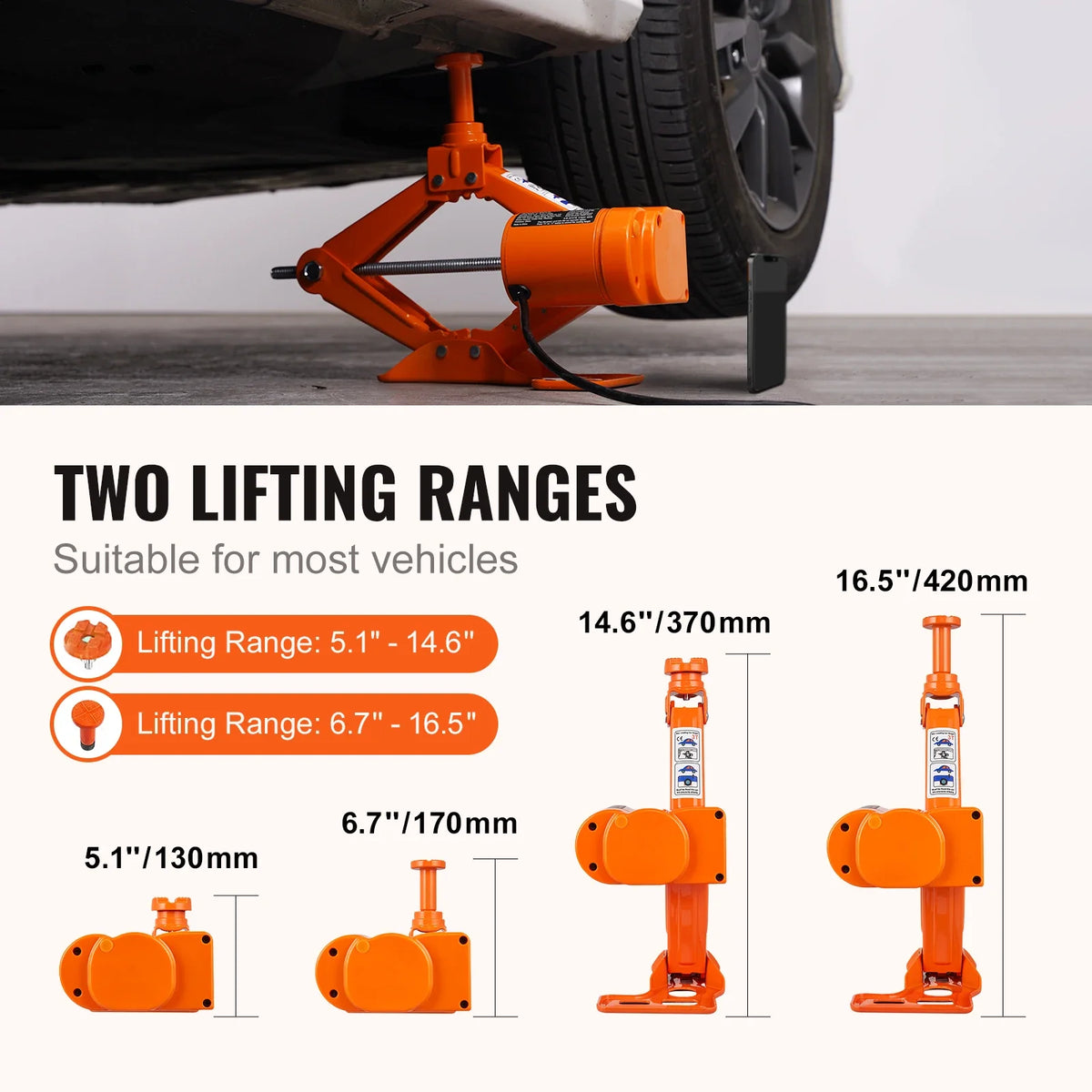 Electric Car Jack, 3 Tons Scissor Jack, 12V Electric Automatic Jack w/Double Saddles & Remote Control, Portable Car Jack