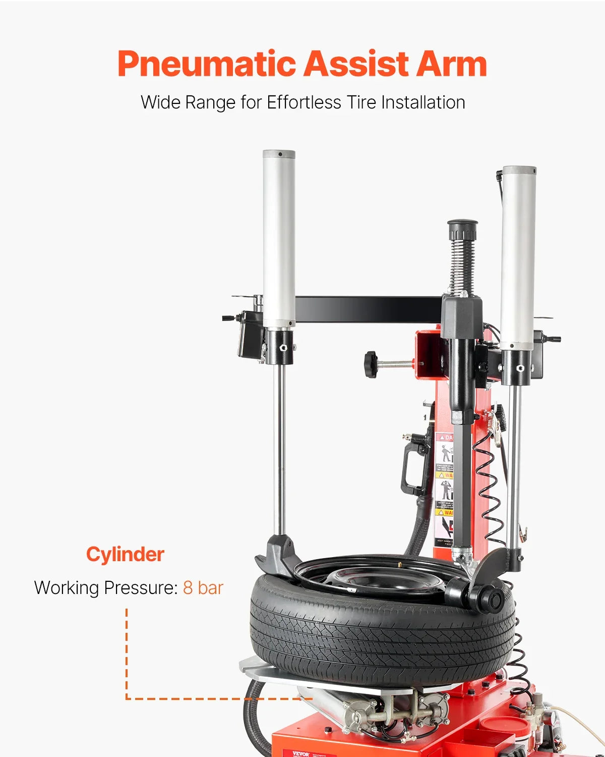 Tire Changer Machine, 1.5HP Copper Motor,  with Air Pressure Gauge & Pneumatic Assist Arm, Fit for Sedan/SUV/Pickup Truck