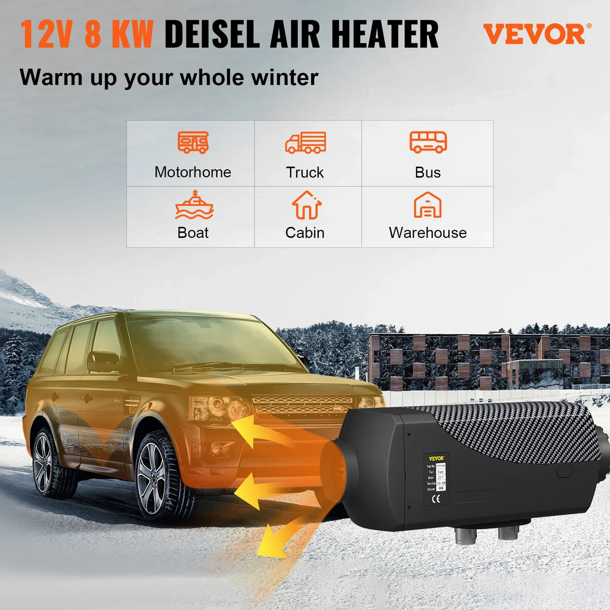 8KW Diesel Air Heater Muffler Diesel Heater 12V Remote Control Parking Heater with LCD Switch for Car Trucks Motor-home