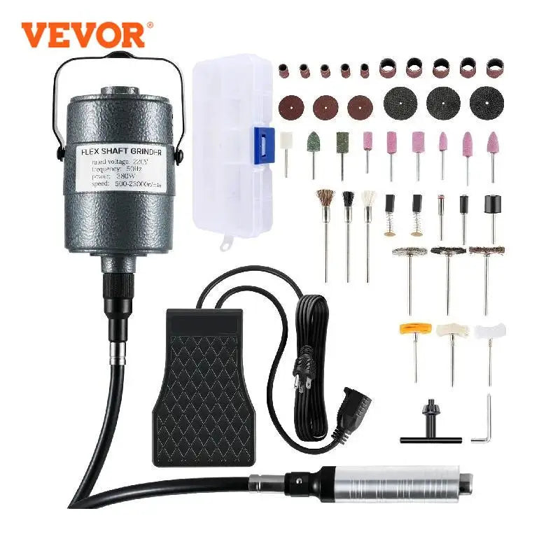 Flex Shaft Grinder 380W Rotary Tool 500-23000RPM Rotary Carver with 1/4\" 3-Jaw Chuck for Jewelry Polishing Grinding DIY
