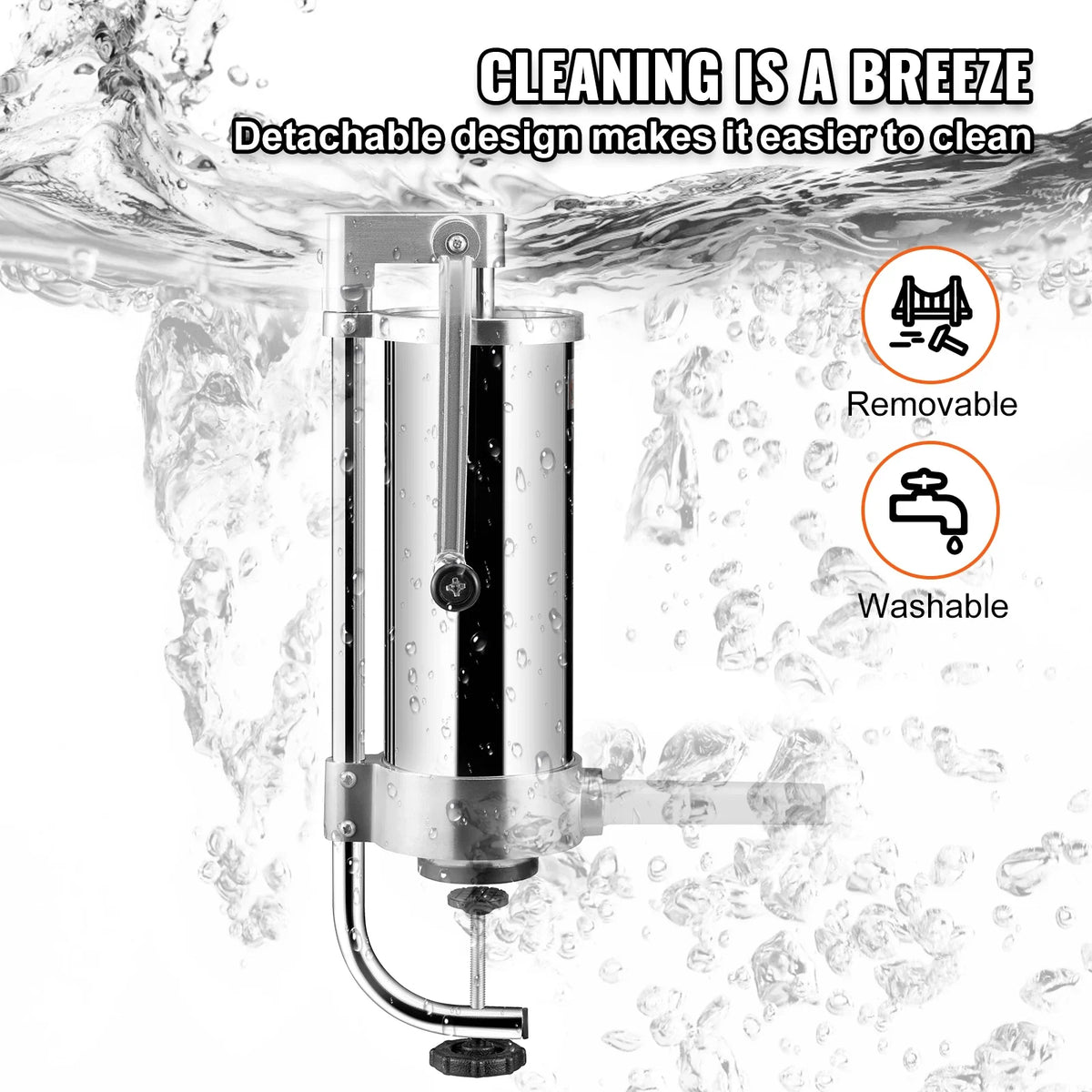 1.5/3L Capacity Vertical Sausage Stuffer Food Filling Processors with 3 Stuffing Tubes Kitchen Accessories Home Appliance