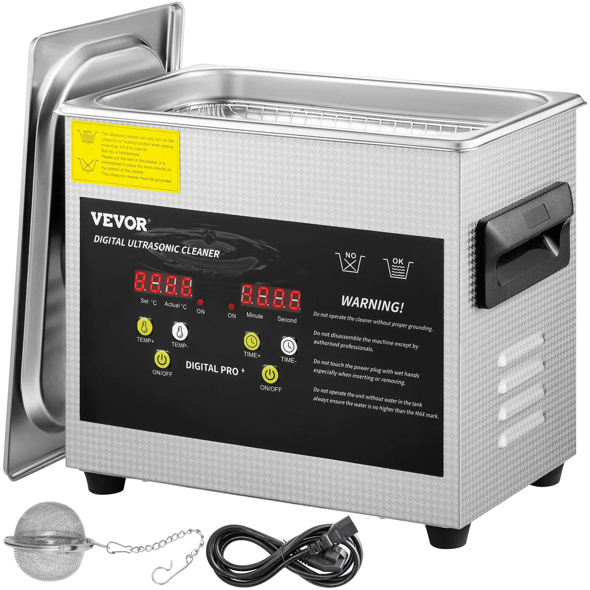 3L Upgraded Ultrasonic Cleaner (200W Heater,120W Ultrasonic) Professional Digital Lab Ultrasonic Cleaner w/ Heater Timer