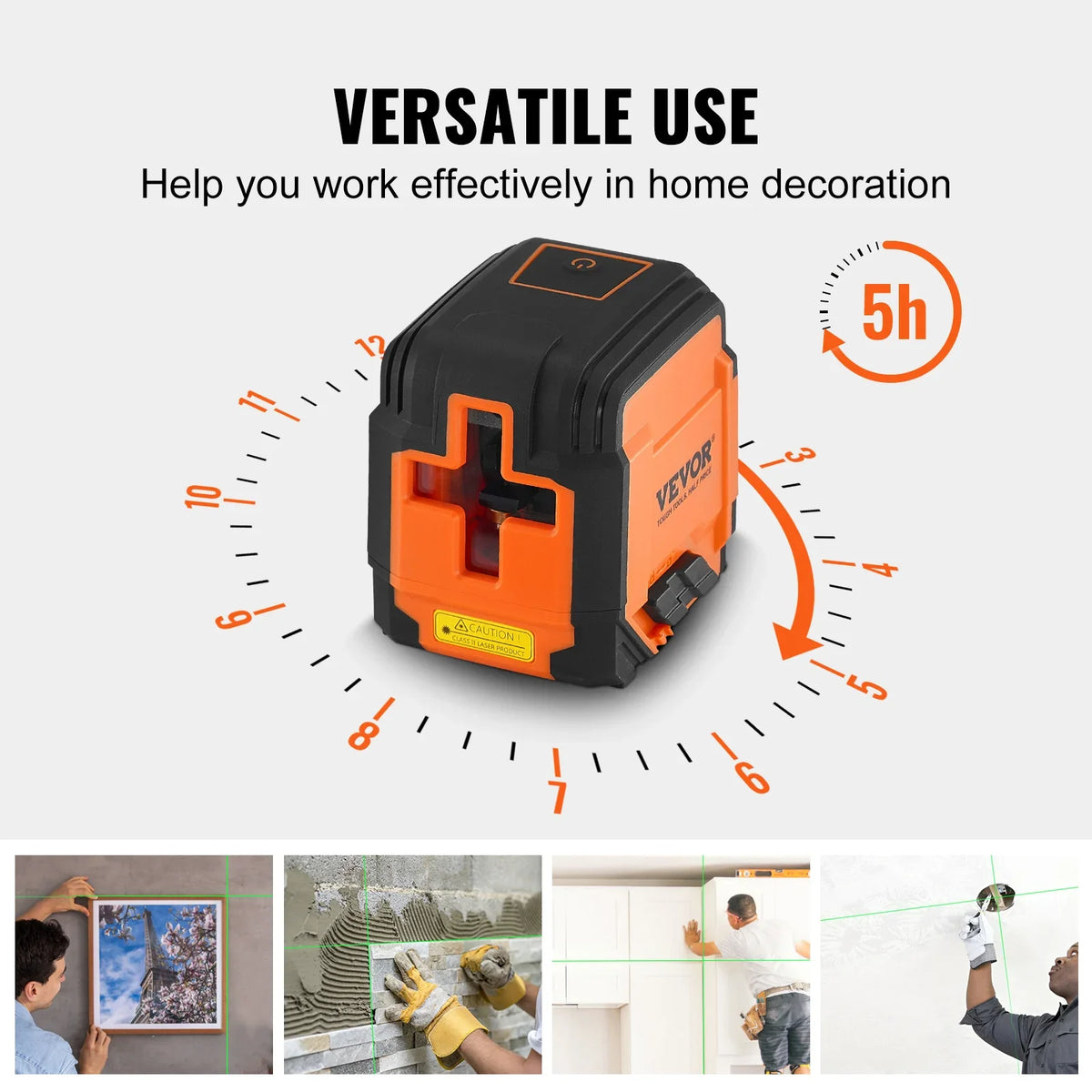 Laser Level Self Leveling Manual Cross Line Laser Remote Control Manual Self-leveling Mode & 5h Continuous Working Time