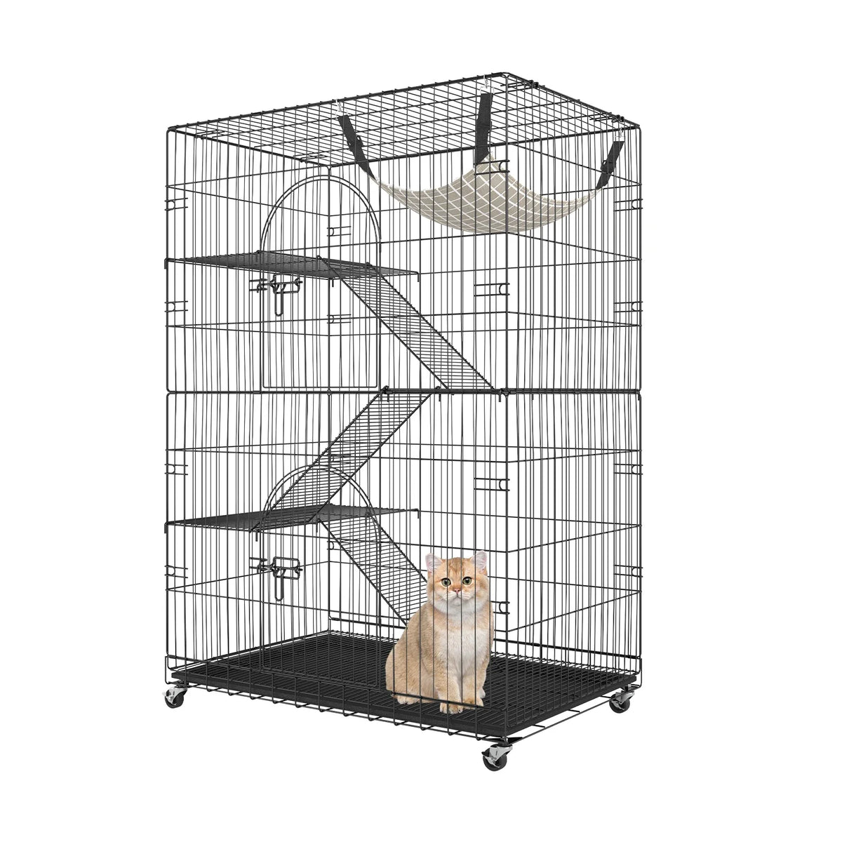 4 Tier Large Cat Playpen 30lbs/Layer DIY Cat Fence Cage Exercise Place Crate Metal Wire Kennel Indoor Rabbit House for Pet