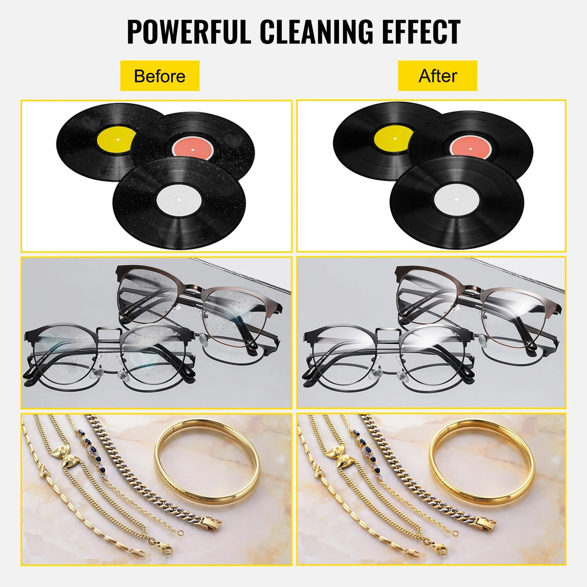 Ultrasonic Cleaner 6L Ultrasonic Vinyl Cleaner 7-12 Inch 8 Records 180W Ultrasonic Records Cleaner w/Drying Rack for Home