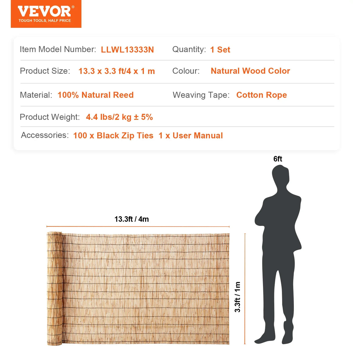 Natural Reed Fencing 5.5 ft x 16.4 ft Balcony Reed Fence Roll for Outdoor Backyard Patio Backyard Garden Fencing Divider