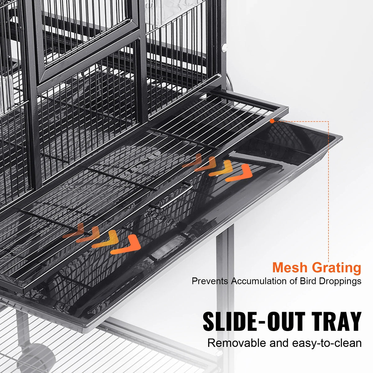 52/54inch Standing Large Bird Cage, Wrought Iron Flight Bird Cage for Cockatiels ,Parrots, Macaw w/Rolling Stand and Tray