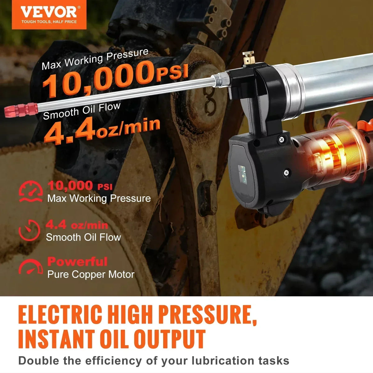 10000PSI 20-Volt Cordless Electric Grease Gun Kit Battery Powered with Two Batteries Carrying Case Charger Included