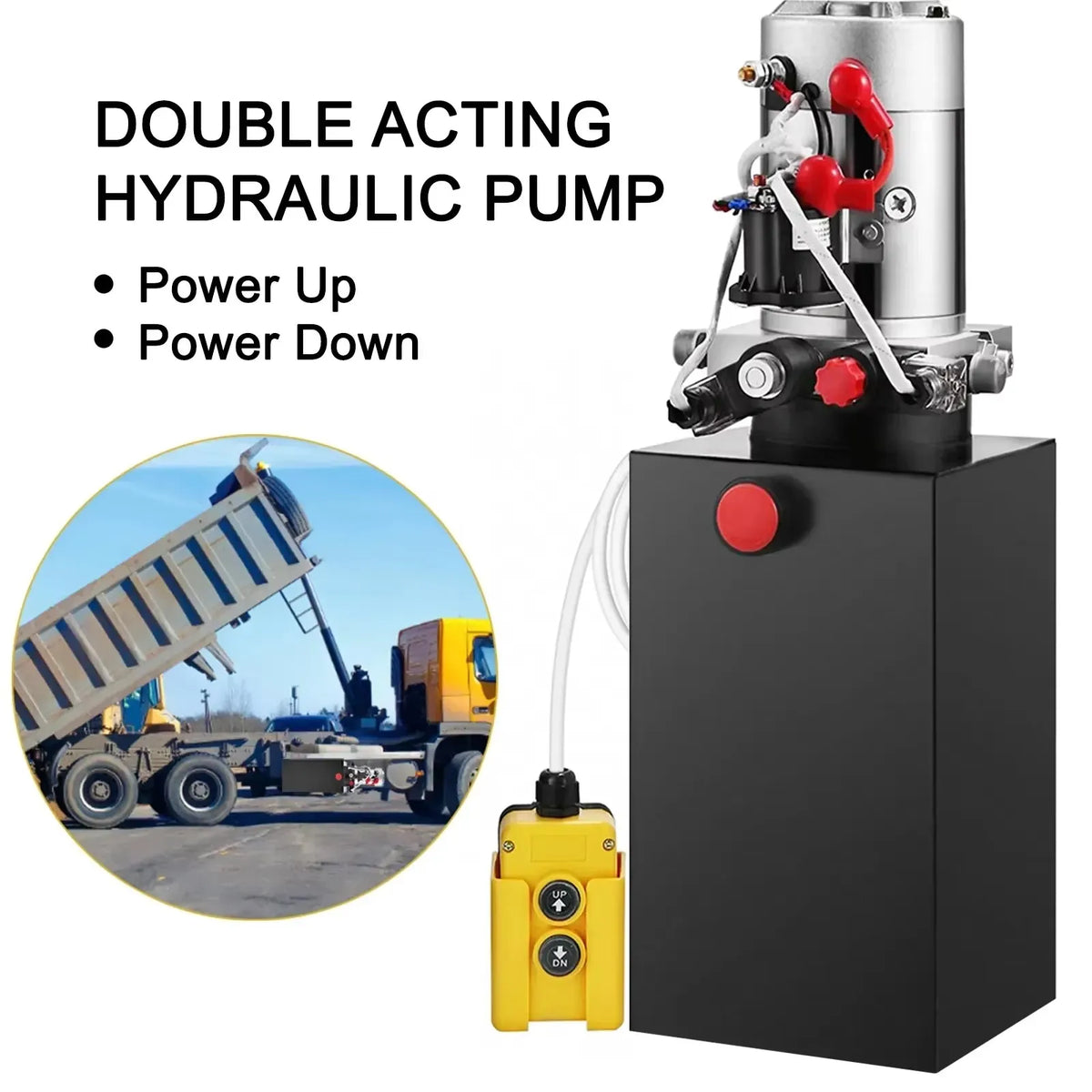 Car Jack Hydraulic Pump 12V DC Double Acting Power Unit 4/8/10/12/15/20 Quart Steel Oil Tank Dump Trailer Truck Lift Pump