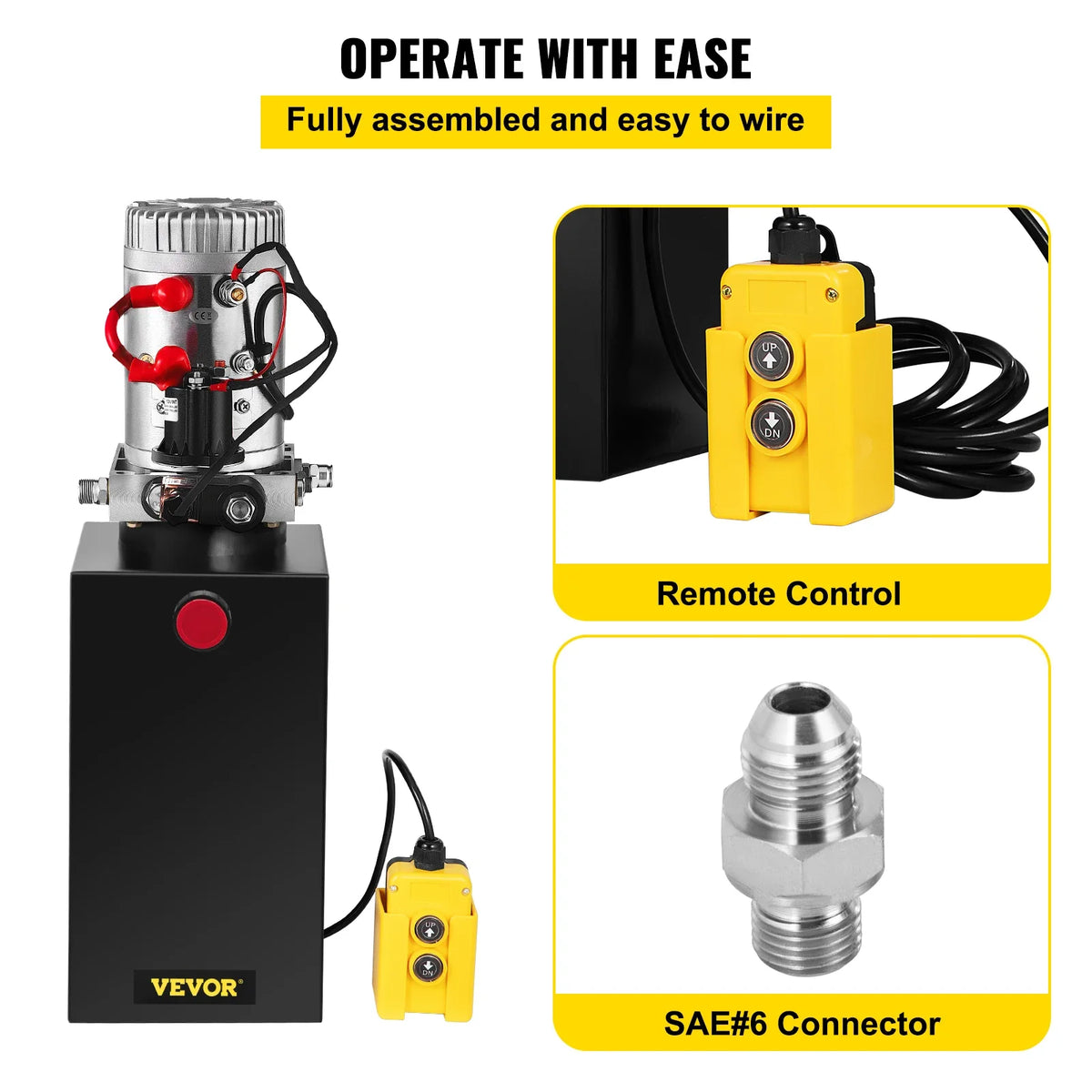 Hydraulic Pump 10 Quart Hydraulic Power Unit Single Acting Dump Trailer Pump 2 GPM Flow Rate 3200PSI Max Relief Pressure