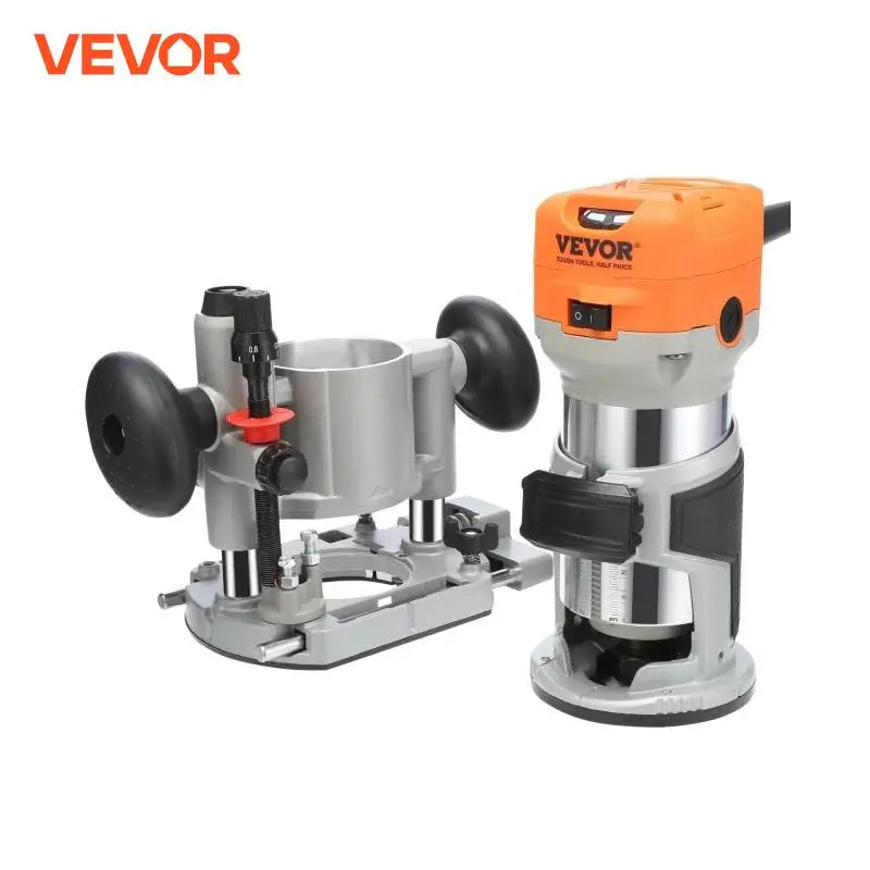 Wood Router 1.25HP 800W Compact Wood Trimmer Combo Tool 30000RPM 6 Variable Speeds for DIY Woodworking Slotting Trimming