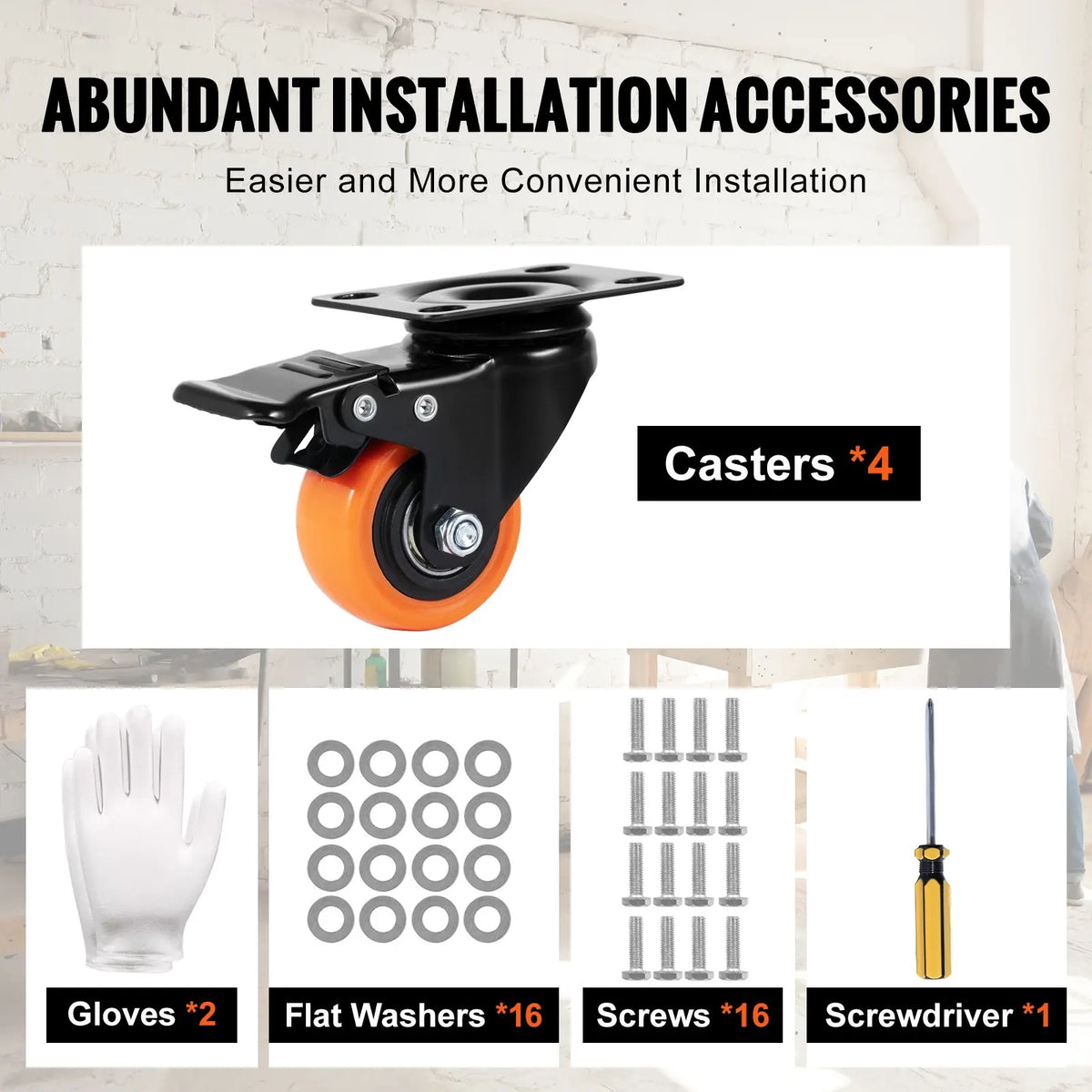 2" Swivel Casters (4-Pack) | 150lb x4 Load | Dual Lock + Quiet PVC Wheels | Non-Marking for Cart/Furniture/Workbench