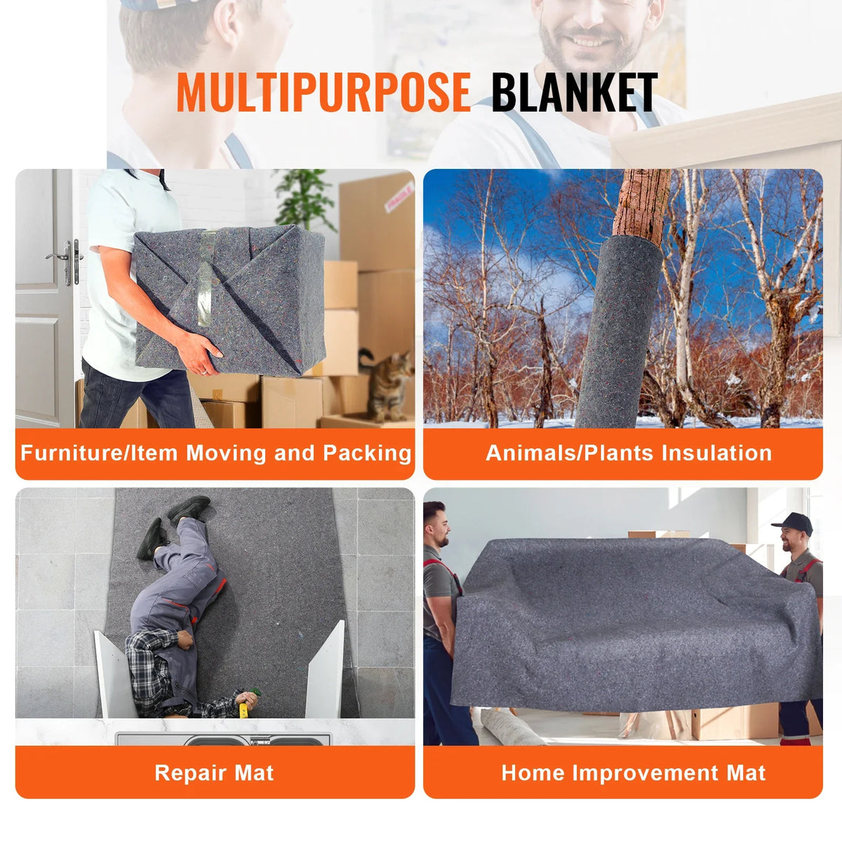 12/24 Packs Moving Blanket Recycled Cotton Heavy Duty Packing Shipping Mover Pads for Protect Furniture Floors Appliances