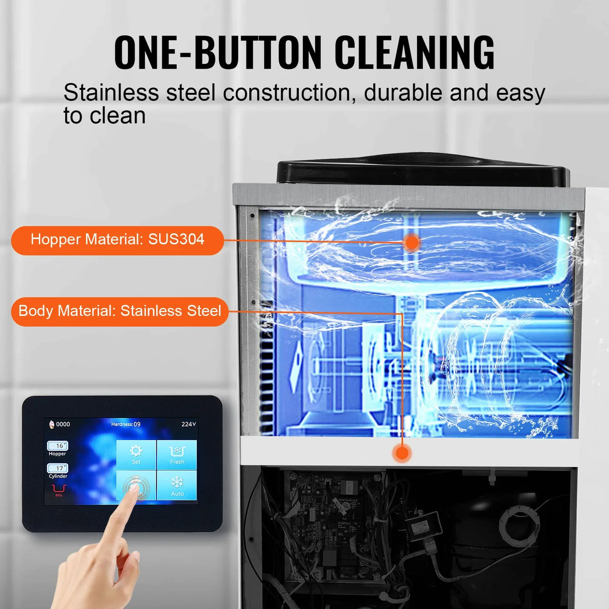 Commercial Ice Cream Machine,10.6Qt/H Yield, Single Flavor Countertop Soft Serve Ice Cream Maker, 4L Hopper 1.6L Cylinder