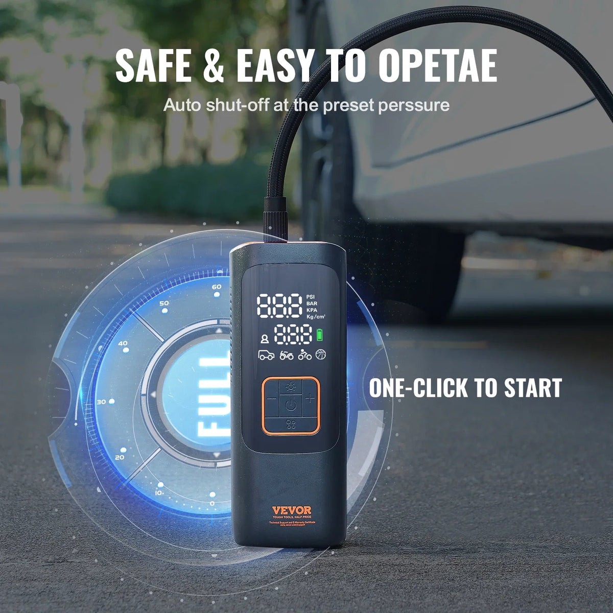Tire Inflator Portable Air Compressor 7800mAh Battery & 12V DC Dual Power 2X Faster 160PSI for Car Motorcycle Bike Ball