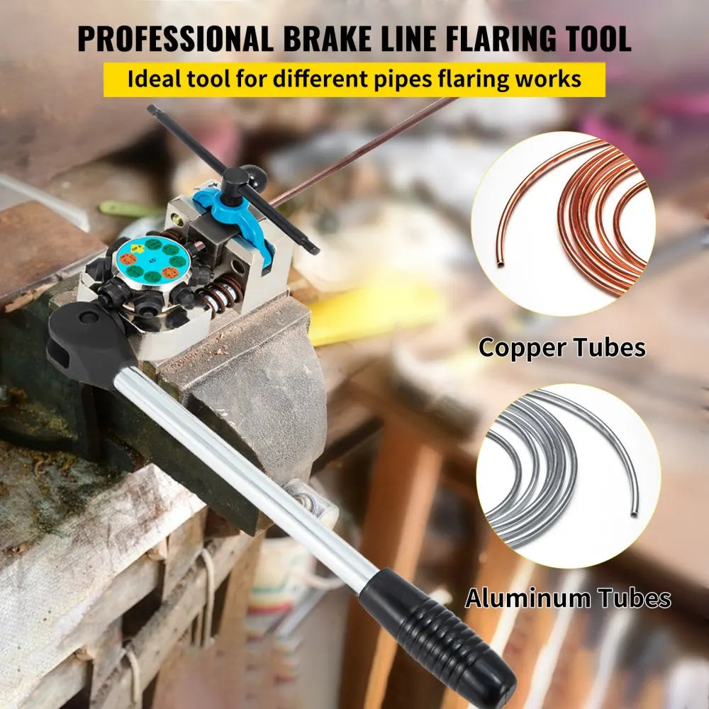 Brake Line Flaring Tool, 45 Degree Single, Double, and Bubble Flares for 3/16\", 1/4\", 5/16\" and 3/8\" Tube Size