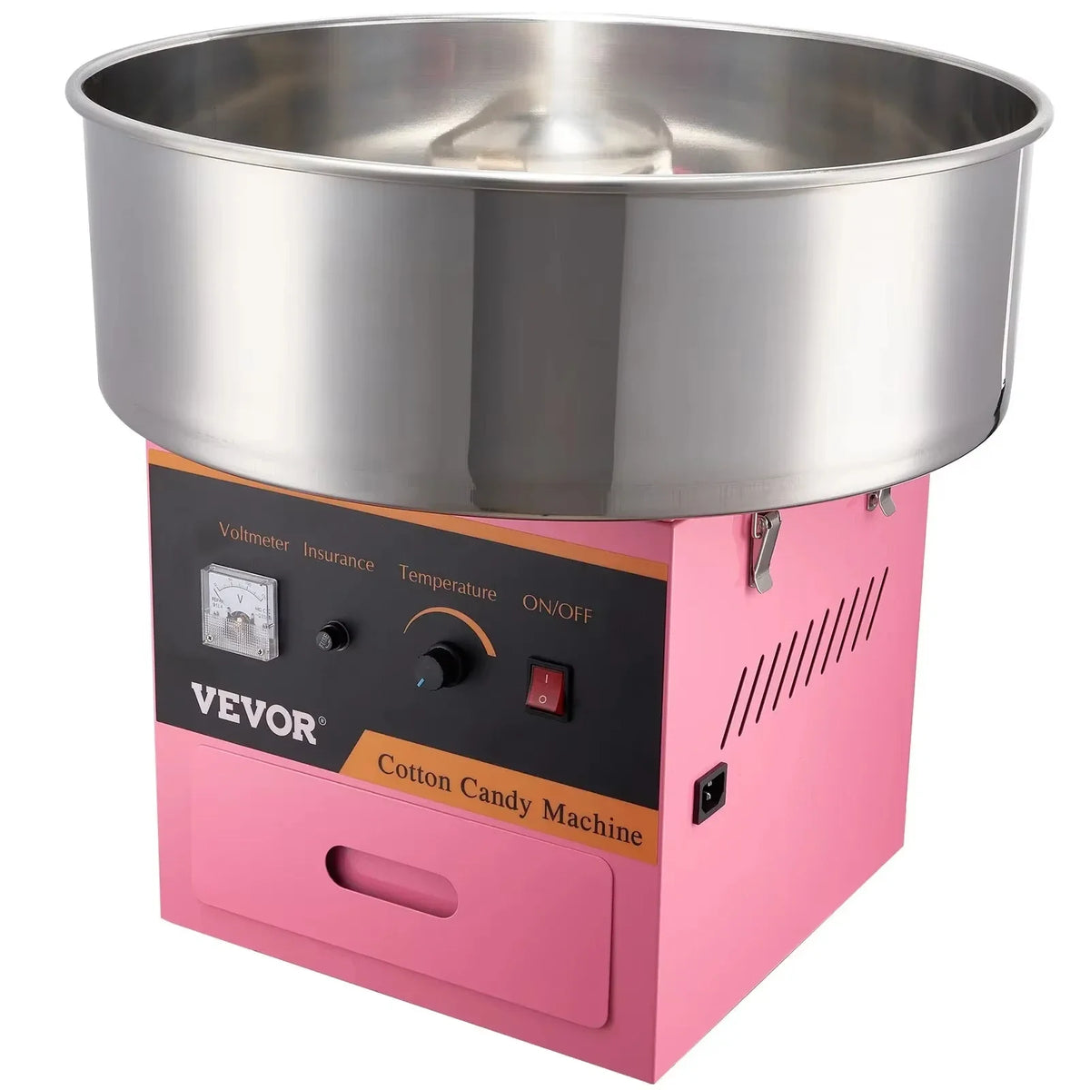 Electric Cotton Candy Machine Commercial Floss Maker with Stainless Steel Bowl Sugar Scoop and Drawer for Birthday Party