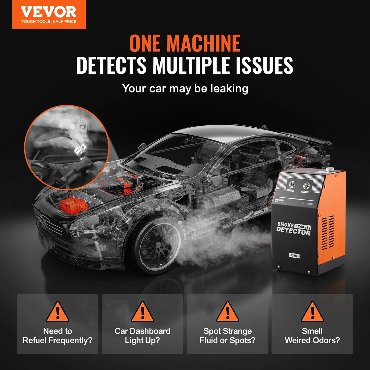 Automotive Smoke Machine Leak Detector EVAP Smoke Machine Leak Tester 2-Mode Vacuum Diagnostic for EVAP Fuel Pipe System