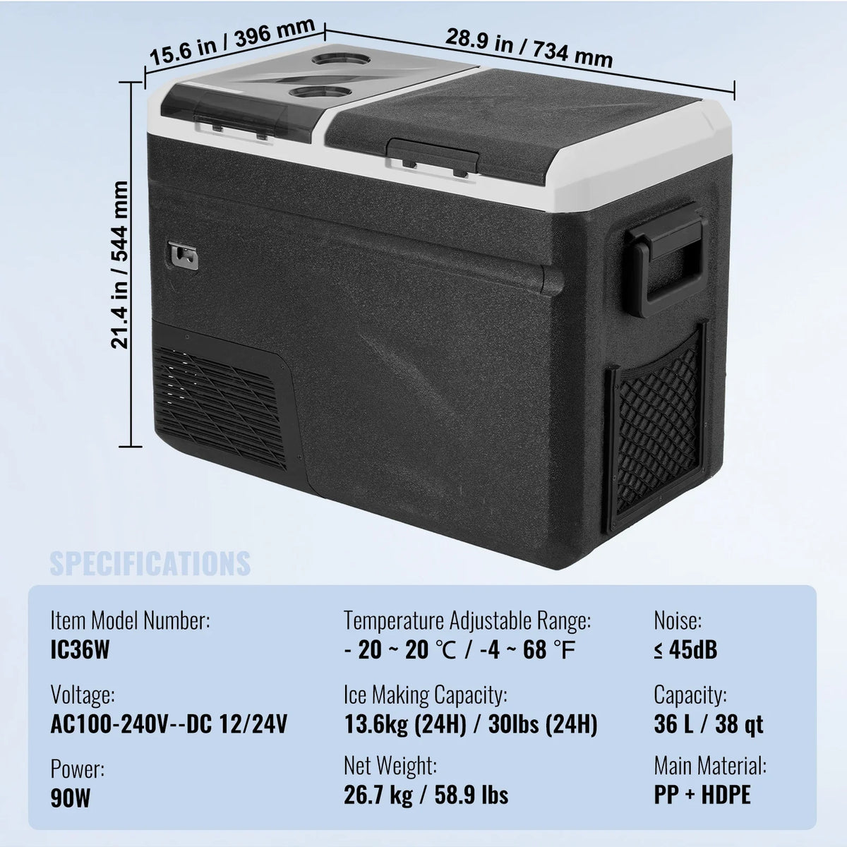 36L 40L 50L 58L 95L 115L Car Refrigerator, 12 Volt,  Dual Zone Portable Freezer, Compressor Cooler for Home Camping RV Car