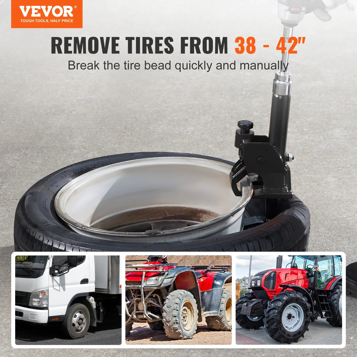 Manual Tire Bead Breaker, 38"-42" Tires Changer Tool, Easy-Operated Tire Repair Tool for ATVs/UTVs, Tractors, Trucks, Cars