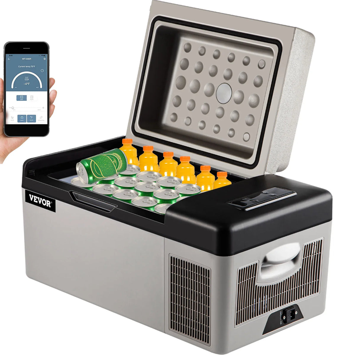 20L Car Refrigerator,12V Portable Refrigerator App Control(-4℉~68℉), Electric Compressor Cooler w/ 12/24v DC & 110-240v AC